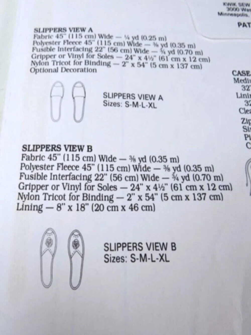 Vintage Kwik Sew 1945 | Slippers & Quilted Travel Accessory Cases NEW Uncut